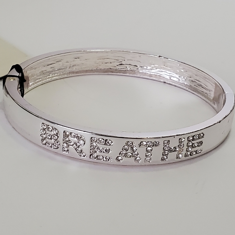 BREATHE Silver Bracelet - Faux diamond letters